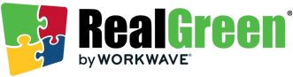 Logo with multicolored puzzle pieces forming a square on the left and green wordmark on the right.