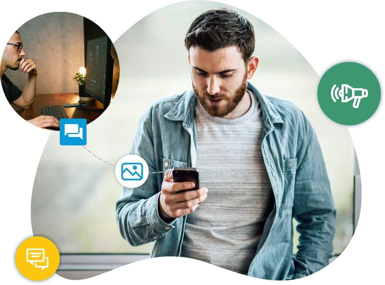 We design branded graphics for your text campaigns using your logo and colors — more engaging than a wall of text, and often cheaper to send.