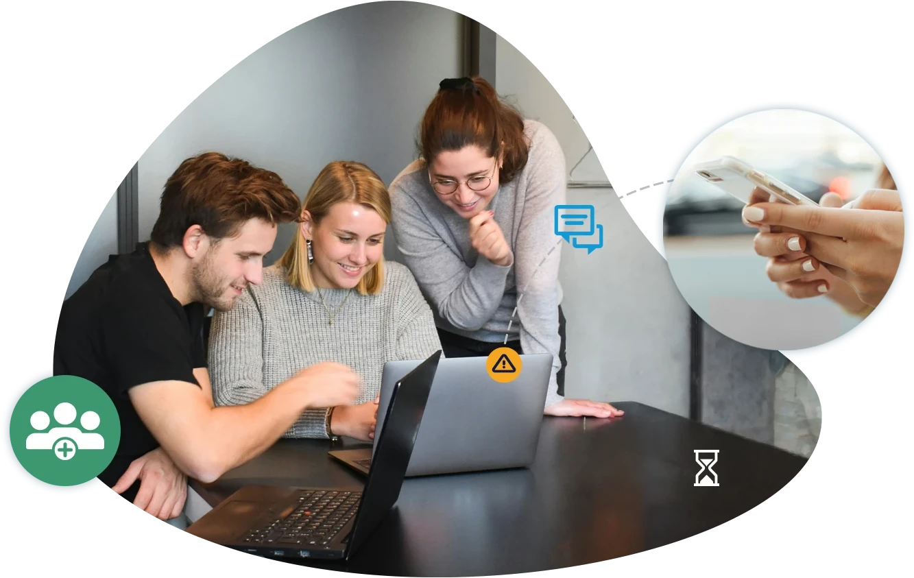 Tag a colleague privately inside any customer text thread. Pull in the expert who can actually answer. Keep the context where the conversation is — not scattered across email and chat apps.