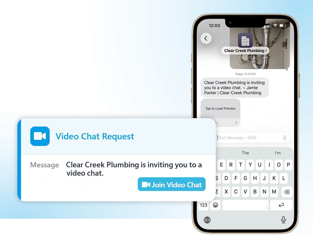 Text an invitation and be on video in seconds. No app, no meeting ID, no account — perfect for virtual consults, remote diagnostics, and inventory walkarounds.