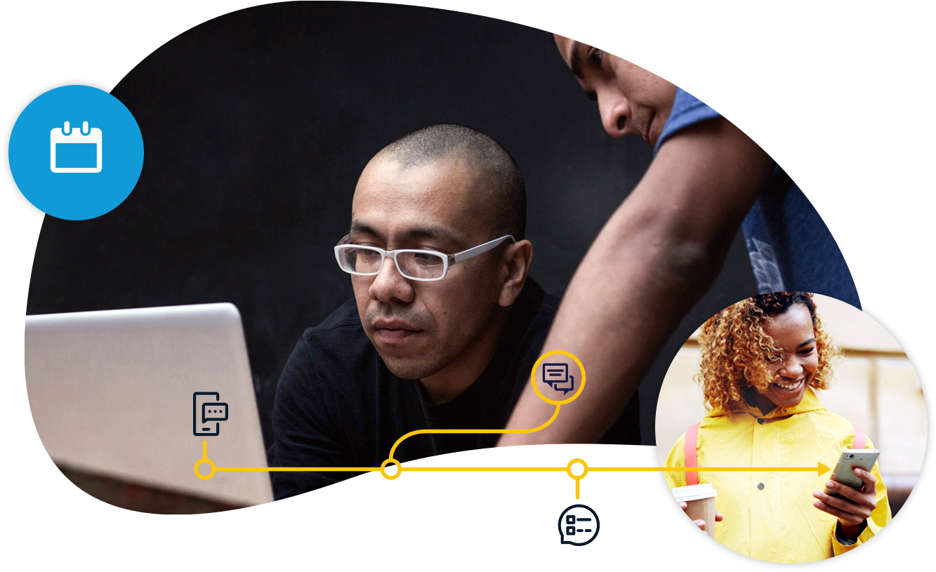 Set up cause-and-effect automations that answer common questions, route customers to the right department, tag contacts, and pull in the one person who can actually help.
