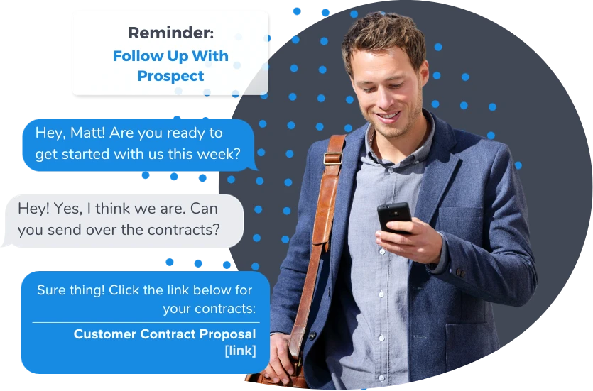 Move quotes, contracts, signatures, and follow-up into the text thread. Captivated helps sales teams shorten the distance between interested and signed.